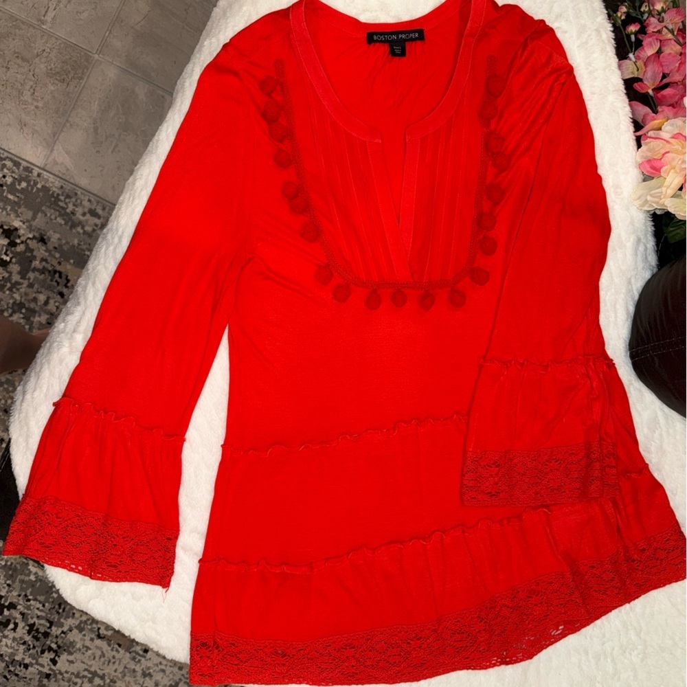 3 x 20$ Boston Proper Red V-Neck Sweater Size L